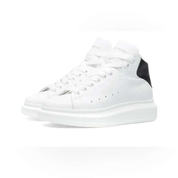 Alexander McQueenMen's White Exaggerated-sole Leather High-top Sneakers